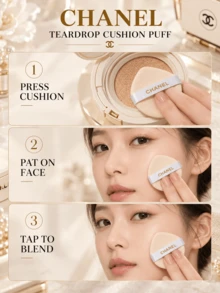 Chanel Teardrop Cushion Puff, 5.2cm, 1PC/3PCS/5PCS, Soft And Skin-Friendly, Suitable For Dry And Wet Use, Ideal For Cushion Foundation Application - Powder Puff - View 9