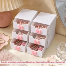 1pc Compact Drawer Organizer Set (Bow + Storage Box), Cute Bow Jewelry Box, Desktop Makeup Jewelry Stationery Organizer, Suitable For Bedroom, Office, Room Decor, Desktop Storage, Bathroom Storage, Home Decor - Multicolor - View 3
