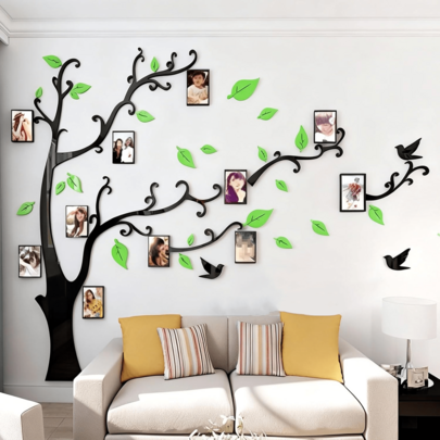 3D Photo Frame Tree Wall Sticker, DIY Family Tree Wall Stickers With Picture Frame Photo, Murals Wall Decor, Large Adhesive Sticker Wall Pictures For Bedroom Living Room, Sofa & TV Background Wall Decoration