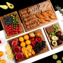 Heavy-Duty Solid Wood Cutting Board, Kitchen Cutting Board, Wooden Cutting Board, Cheese Board, Suitable For Cutting Vegetables, Cutting Boards, And Platters. It Can Cut Meat, Fruits, Vegetables, Cheese, And Dishes. Stylish Tableware, Kitchen Essential, Kitchen Tool, Kitchen Accessory, Cutting Board, Wooden Board. - Brown - View 4