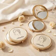 Personalized Portrait Pocket Mirror Wedding Favor Custom Name Compact Mirror Wedding Favor Keepsake - Multi-color - Portrait Mirror - View 3