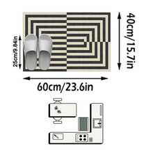1pc Black And White Geometric Striped Modern Minimalist Style Area Rug, Made Of Faux Cashmere Material, Rectangular Shape, High-Definition Digitally Printed Concentric Rectangle Pattern, Machine Washable, Suitable For Living Room And Bedroom, Everyday Home Decor, And Aesthetic Home Decor. - Multicolor - View 17
