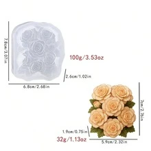 Multi-Flower Cluster Silicone Mold Rose Dahlia 3D Bouquet DIY Aromatherapy Candle Plaster Ornament Mold - Flowers - View 3