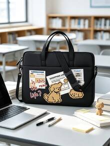 Cute Dog Print Laptop Bag, Lightweight Portable Zippered Crossbody, Laptop Storage Bag (Suitable For Office, Campus And Travel) - Multicolor - View 2