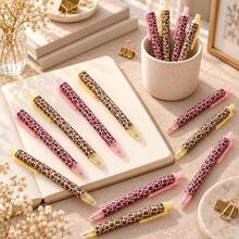 1/5/12pcs Leopard Print Retractable Ballpoint Pen, Plastic Click Pen ...