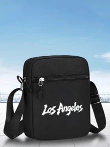 1件/2件裝「Los Angeles」字母圖案印花中性街頭時尚戶外運動針織毛帽與斜跨包，可調節，送給自己或朋友的禮物 - 彩色 - 查看 6