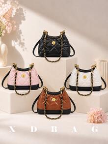 XD Tas Selempang Mini Persegi Retro Multifungsi untuk Anak-anak, Tas Bahu Rantai Modis, Gaya Baru, Tekstur Berkualitas Tinggi, Rantai Berlian, Tas Selempang Bahu Bentuk Lipstik, Gaya Mini Dopamine, Tas Tangan/Tas Bahu Warna Polos - MultiWarna - View 8
