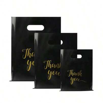 100pcs Thank You Gift Bags, Cookie Candy Packaging Bags, Perfect Gifts, Retail Shopping Bags, Party Favor Bags, Wedding Decor, New Year Birthday Decoration