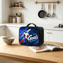 Multiple Football Theme 2D Printed Insulated Lunch Bag, Handheld Portable Lunch Storage Bag, Large Capacity Inner Lining Cold & Heat Insulation, Sports Fan Style Commute Picnic Outdoor Food Storage Bag, Multiple Colors Available - Handbag - View 7