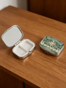 Vintage Nurse Print Pill Box, Mini Portable Metal Pill Case, Multi Compartment Medicine Vitamin Storage Organizer, Travel Pocket Pill Holder - Multicolor - View 5