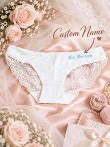 Personalized Underwear, Customized Sexy Bridal Lingerie Party Gift, Personalized White Lace Bridal Thong, Suitable For Valentine's Day, Wedding Lingerie Party - Multicolor - View 1