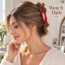 1pc Handmade Rhinestone Hair Clip, Shiny Crystal Hair Clip, Elegant Jewelry Hair Accessory, Suitable For Women, French Style Hair Clip, Suitable For Daily Party Styling, Gift - Multicolor - View 3