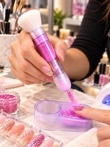 3-In-1 Nail Powder Dip Brush Set With Transparent Storage Box And Built-In Brush, DIY Curved Nail Art & Powder Recovery Kit, Professional Nail Salon Supplies, Suitable For Home And Salon Use - Multicolor - View 3