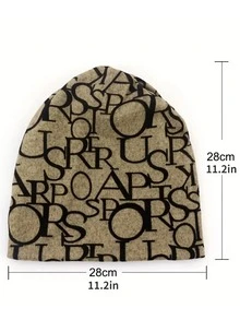 1pc Four Seasons Solid Color Letter Jacquard Knit Hat Unisex Multi-Functional Scarf Beanie Slouchy Cap Suitable For Daily Outdoor Wear - Multicolor - View 6