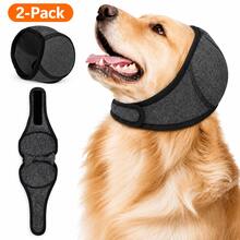 2pcs Dog Ear Covers, Noise Protection, Suitable For Anxiety, Hematoma And Grooming Care, Adjustable Non-Shaking Comfortable Quiet Dog Calming Headband Hair Wrap (Grey) - Dark Grey - View 1