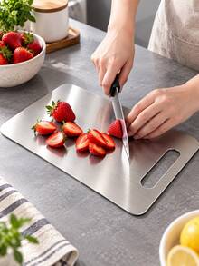 1pc Stainless Steel Cutting Board Set, Large Medium Small Sizes, Durable Reusable Kitchen Chopping Boards With Handle Hole, Easy To Clean Food Prep Boards For Meat, Vegetables, Fruit, Home Kitchen & Outdoor Use - View 14