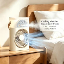 RAF 3-Speed Adjustable Portable Fan, Mini Air Cooler, Small Air Conditioner With Adjustable Mist Spray Fan And Night Light. 360° Rotation, 7-Color Ambient Light, Ultra-Quiet Airflow, 250mL Water Tank Capacity - Multicolor - View 4