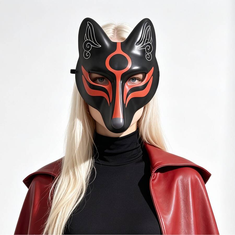 1pc Halloween Carnival Masquerade Costume Leather Fox Mask - Multicolor - View 1