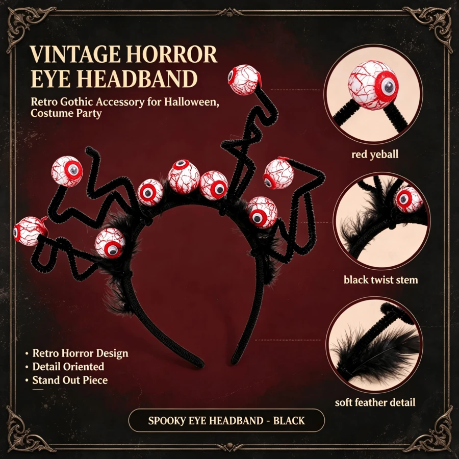 1/2pcs New Halloween Eyeball Headband, Funny Cosplay Atmosphere Prop Headwear, Halloween Decoration - Multicolor - View 1