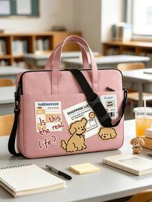 Cute Dog Print Laptop Bag,Lightweight Portable Zippered Crossbod,With Detachable Shoulder Strap,Large Capacity Office School Travel Computer Organizer - Multicolor - View 8