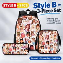 Roblox New 3PCS Anime Combination Backpack Set Including Backpack, Crossbody Bag, Pencil Case, Adjustable Shoulder Straps, Zipper Design, Unisex, Suitable For School, Travel, Camping, Ideal Gift For Christmas, Birthday, Back To School Season - Roblo Boy Backpack B - View 5