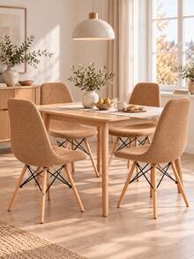 1/4/6pcs Solid Color Chair Covers, Modern Minimalist Corn Velvet Elastic Shell Curved Chair Covers, Suitable For Living Room, Bedroom, Dining Room, Study And Other Occasions, Removable And Washable, All Season - Khaki - View 7