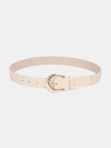 1pc/3pcs Solid Color Casual PU(Polyurethane) Women's Belt Suitable For Daily Use With Vintage Carved Buckle - A - View 9
