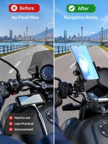 Motorcycle Phone Holder GPS Navigation Base 360° Adjustable Aluminum Alloy Handlebar And Rearview Mirror Mount Quick Release 63-90mm Clamp Universal Phone Holder With Charging Port Space Suitable For Motorcycle, Scooter, Electric Bike, Bicycle - A - View 6