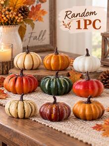 9/1pc -Random Artificial Pumpkins Fake Pumpkins, Autumn Harvest Faux Pumpkin Set For Home Decor, Fall Pumpkins Decor Set, Mini Artificial Pumpkins Decorations For Home, Wedding, Fall Centerpieces Decor, Halloween, Thanksgiving - Multiple Styles - View 13