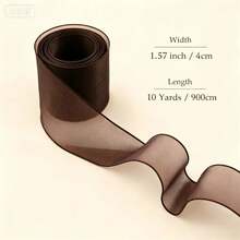 1 Roll 10# Satin Ribbon, Autumn Series, With Thick Edge And Floral Bouquet Pattern, Suitable For Floral Arrangement, Gift Wrapping, Cake Decoration, Holiday Party Decoration And Other Creative Projects - Brown 4cm/1.57inch - View 4