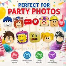 Roblox 12pcs Party Photo Props Set, 5.12 Inch Adopt Me Theme Hollow Cards, 12 Vibrant Color Styles, Durable Cardstock Material, Clear Printing, Lightweight & Reusable, Suitable For Birthday Parties, Themed Events, Photo Booths And Family Gatherings - A - View 6