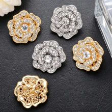 2PCS/Pack 27mm Camellia Rhinestone Buttons, Gold Silver Champagne Three Colors, Heavy Decoration Buttons For Coats, Trench Coats And Jackets - Multicolor - View 10