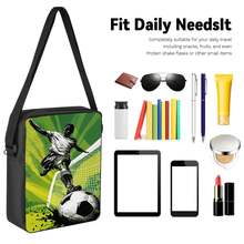 Football Player 2D Print 3 Pieces Backpack Set, Large Capacity Backpack With Crossbody Bag And Pencil Case, Side Elastic Mesh Pocket For Water Bottle, Wide Breathable Adjustable Shoulder Straps, Retro Sports Style Fan Daily Commute Travel Casual Storage Bag - Printed Bag - View 3