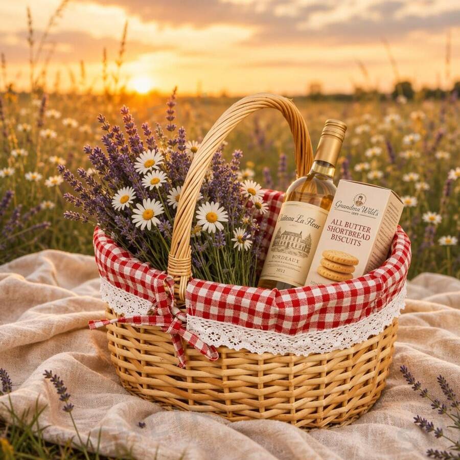 1pc Standard Size Handmade Natural Willow Picnic Basket, Country Style Woven Gift Basket With Lid And Portable Handle, Breathable Hand-Woven Rectangular Storage Basket, Suitable For Outdoor Picnic, Party, BBQ And Holiday Gifting - A - View 1
