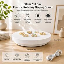 Electric Display Turntable 30/35CM - Large Size Rotating Platform, USB Powered, Auto Rotating Photography Turntable, Suitable For Product Display, Photography, Influencer Live Streaming, Display, Affordable Purchase [Essential Photography Stand] - White - View 6