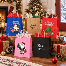 6/10 Pack Christmas Paper Gift Bags, 12 Assorted Designs Randomly Shipped, Double-Sided Holiday Gift Bags With Christmas Print & Thank You Design, Colorful Paper Shopping Bags With Handles, 16 X 22 X 8 Cm - Multicolor - View 7