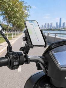 Motorcycle Phone Holder GPS Navigation Base 360° Adjustable Aluminum Alloy Handlebar And Rearview Mirror Mount Quick Release 63-90mm Clamp Universal Phone Holder With Charging Port Space Suitable For Motorcycle, Scooter, Electric Bike, Bicycle - A - View 4