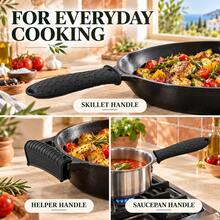 4PCS Thickened Silicone Pot Handle Covers, Heat-Resistant Non-Slip Honeycomb Hot Handle Holders For Cast Iron Skillets, Ceramic Pots, Woks & Frying Pans, Kitchen Cooking & College Dorm Essentials - Multicolor - View 3