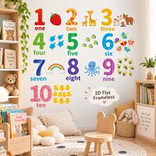 1 Set English Number Wall Stickers For Kindergarten Classroom Decor, Children's Room And Bedroom Wall Decoration, Early Education Stickers - A - View 3