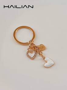 Rhinestone Heart Keychain, Sweet Enamel Heart Bag Charm Pendant, Gold Lobster Clasp Accessory, Fashion Backpack Handbag Decor Gift For Women Girls - Multicolor - View 16