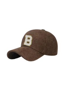 1 Pc A-Z Letter Embroidery Corduroy Dad Hat, Soft Vertical Rib Curved Brim Adjustable Casual Baseball Cap - Brown - View 6