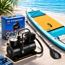 Curear 12V Portable Car Air Compressor & Tire Inflator With Analog Pressure Gauge – Compact Emergency Auto Pump With Storage Bag - Black - View 2