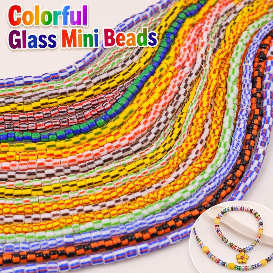 Approx. 96-100pcs 3-5mm 1 Strand Nepal Seed Beads, Colorful Glass Spacer Beads, Suitable For Bracelet, Necklace, Keychain, Jewelry Making Accessories - Nepal Rudraksha Bead - View 1