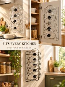 1pc Large Size 5-Tier Wall-Mounted Pot Lid Storage Rack, Multi-Layer Pot Lid Organizer For Kitchen Cabinet Door, Vertical Iron Pot Lid Organizer, Large Capacity Space-Saving Kitchen Storage Organizer - Multicolor - View 6