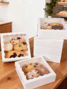 12pcs/1pc Square Window Gift Box, Suitable For Daily Festival Cake Pastry Luxury High-End Packaging Box, Holiday Party Gathering, Friend Birthday, Wedding Favor Gift Box, Halloween, Christmas, Thanksgiving Gift Packaging Bag - Multiple Styles - View 3
