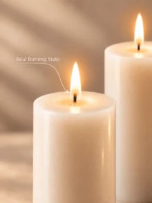 Set Lilin Pilar Putih Gading, Berbagai Ukuran, Set Kombinasi, Lilin Silinder Diameter 5cm, Lilin Tanpa Aroma, Tanpa Asap Hitam, Dekorasi Pernikahan, Dekorasi Meja Rumah - Lilin dekoratif kolom - View 5