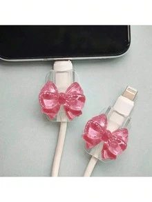 2pcs 3D Bow Cable Protector, Anti-Breakage Compatible With Apple 18W/20W Type-C, Cute And Durable Cable Protector, Gift For Friends, Ideal Small Gift, Christmas Gift - Single Wave Style - View 15
