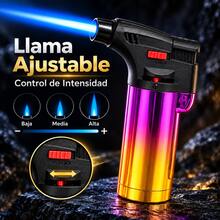 Encendedor Soplete Recargable de Butano con Llama Azul Potente, Bloqueo de Llama y Ajuste de Intensidad, Ideal para BBQ, Velas, Cocina y Camping - Ver 7