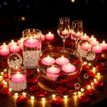 150/100/50/20/10/1pc Aromatherapy Floating Candles, Suitable For Wedding, Hotel, Birthday, Party Decoration, Floating Candles, Tea Lights, Romantic Wedding Candles, Round Table Centerpiece Decoration Candles - Floating Pink Candle - View 4