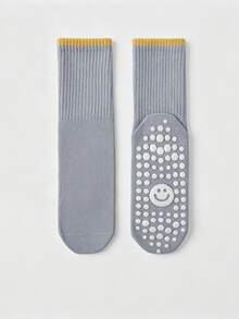 1/4/6/8 Pairs Women's Soft Cute Contrast Color SMILES Smiling Face Non-Slip Mid-Calf Socks, Multi-Color Anti-Slip Grip Socks, Suitable For Pilates, Yoga, Fitness, Sports, Ballet - Multicolor - View 20